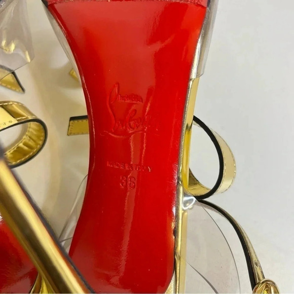 Christian Louboutin Alta Firma 100 gold CL heels size 36 - Picture 12 of 14